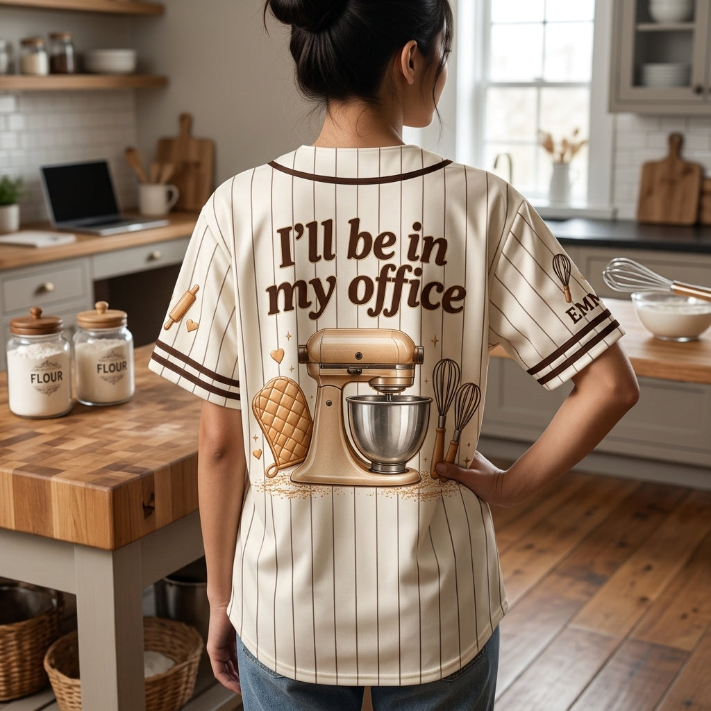 Personalized Baking Club Baseball Jersey – I'll Be In My Office Baker Gift - mockup 3