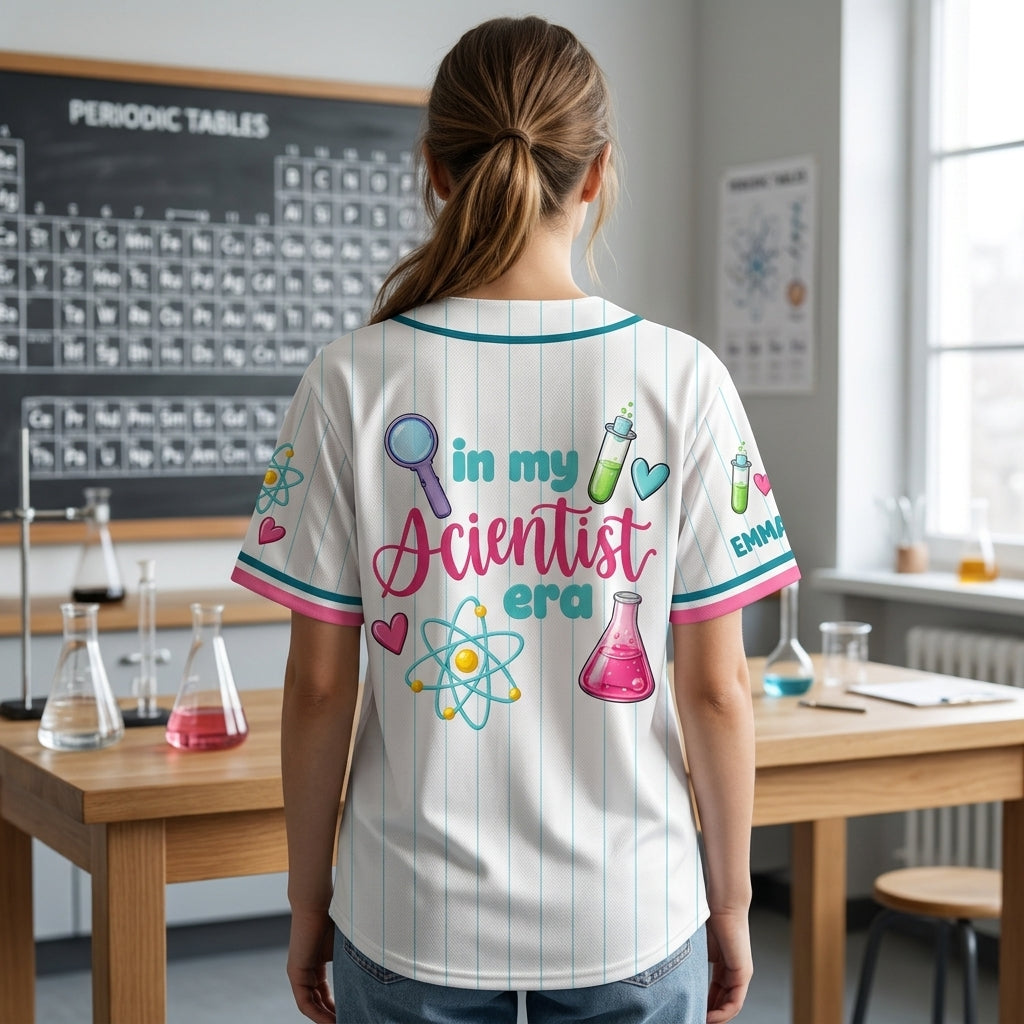 Personalized Science Club Baseball Jersey – In My Scientist Era Gift - mockup 3