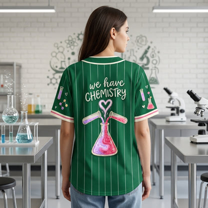Personalized Chemistry Club Science Teacher Baseball Jersey – Green Pinstripe - mockup 3