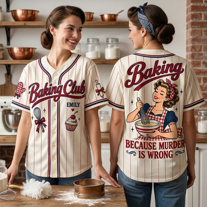 Personalized Baking Club Baseball Jersey – Funny Retro Baker Gift for Women - mockup 1