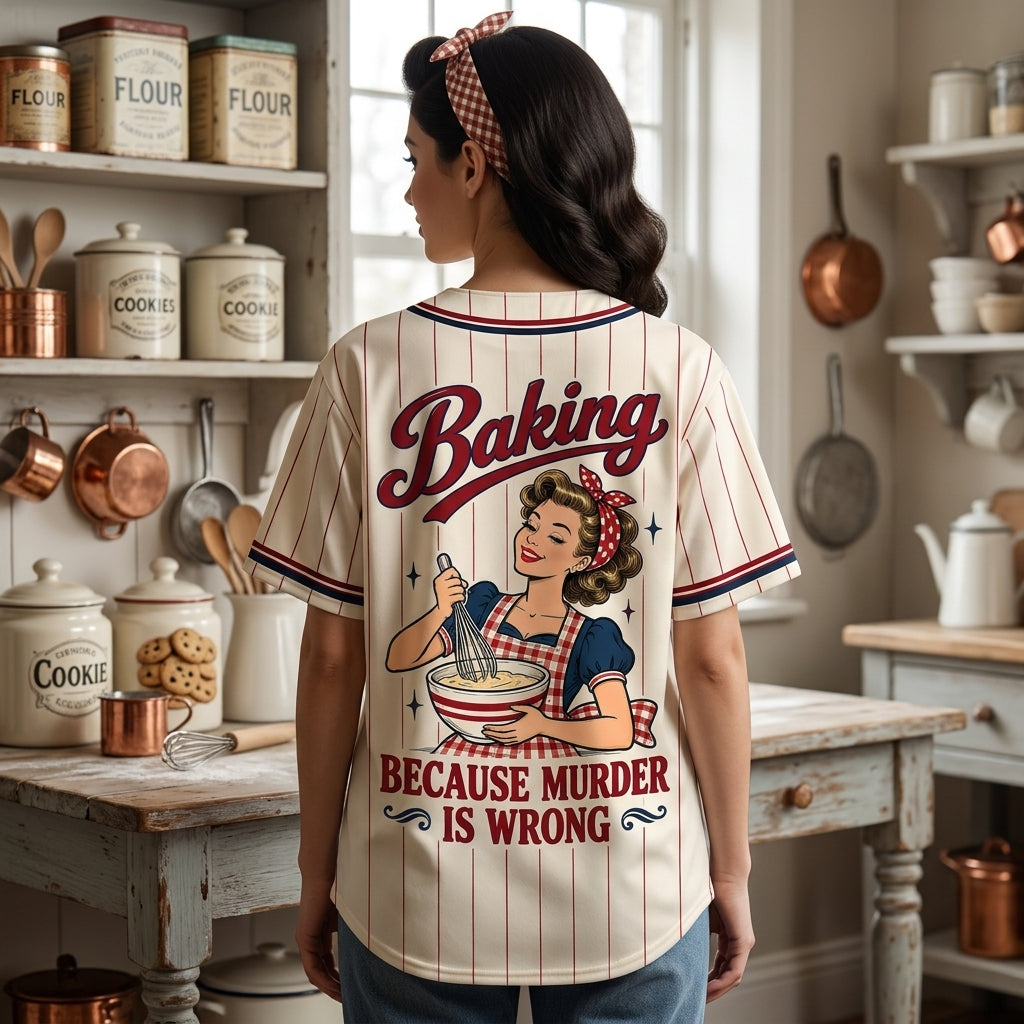Personalized Baking Club Baseball Jersey – Funny Retro Baker Gift for Women - mockup 3