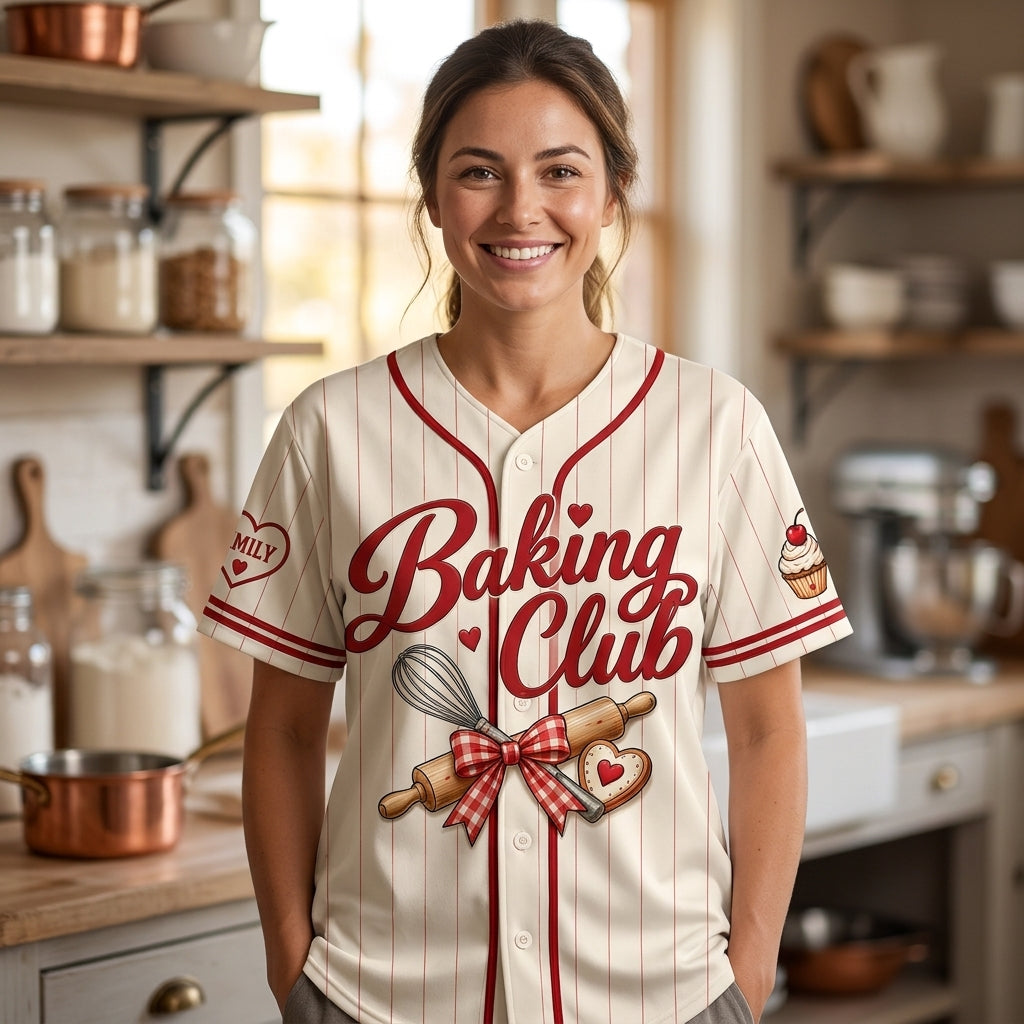 Personalized Baking Club Baseball Jersey - Custom I'll Be In My Office Baker Gift - mockup 2