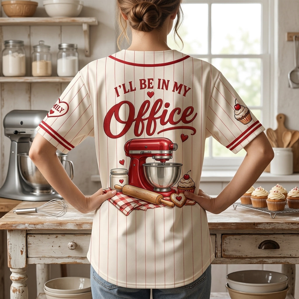 Personalized Baking Club Baseball Jersey - Custom I'll Be In My Office Baker Gift - mockup 3