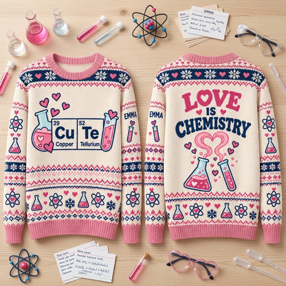 Personalized Cu Te Chemistry Lover Ugly Sweater – Science Teacher Gift - mockup 2