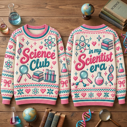 Personalized Science Club In My Scientist Era Ugly Sweater - STEM Teacher Gift - mockup 2