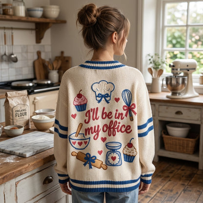 Personalized Baking Club Knitted Cardigan - Custom Baker Gift - mockup 3