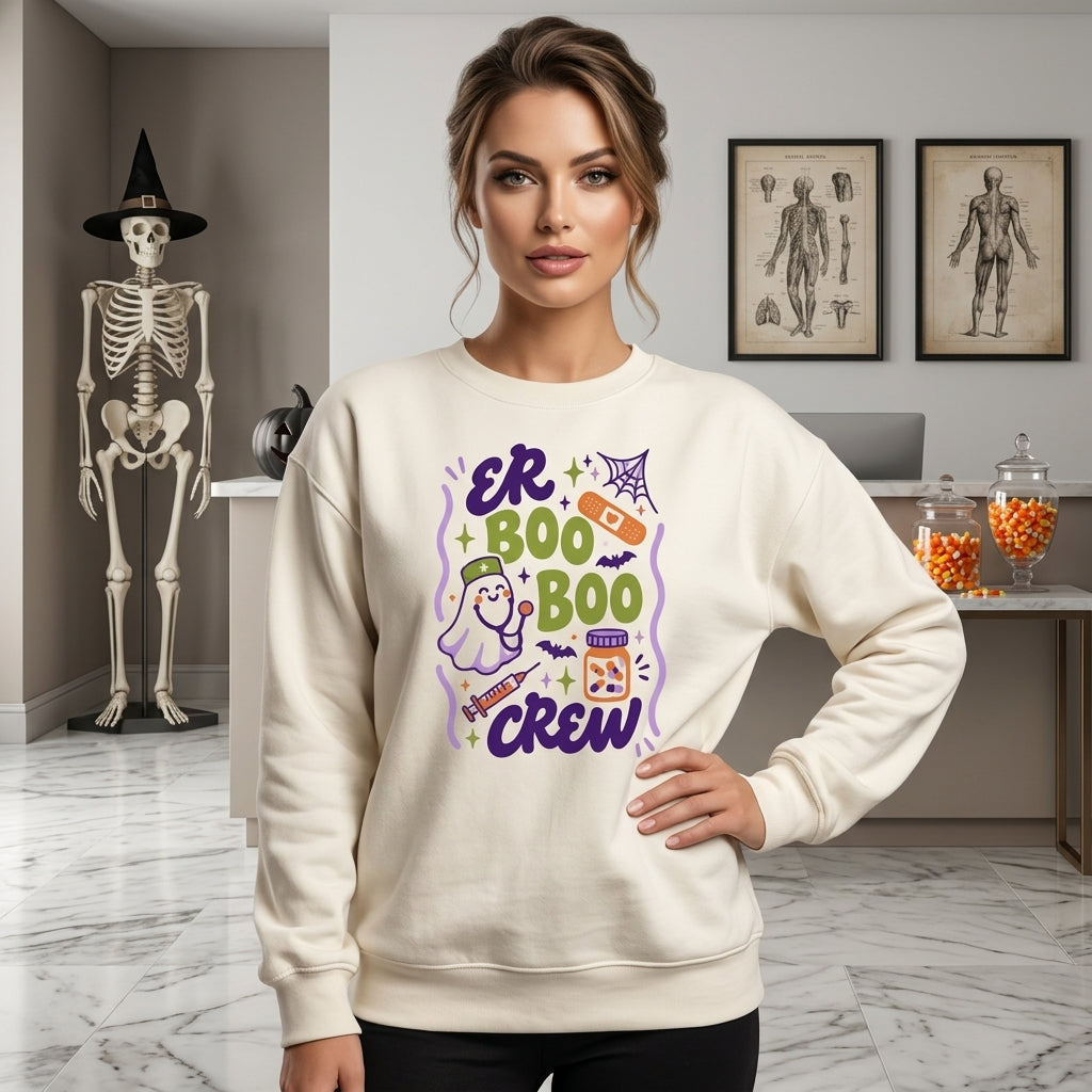 ER Boo Crew Halloween T-shirt Sweatshirt Hoodie – Funny Emergency Room Nurse Gift - mockup 2