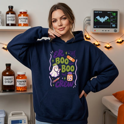 ER Boo Crew Halloween T-shirt Sweatshirt Hoodie – Funny Emergency Room Nurse Gift - mockup 3