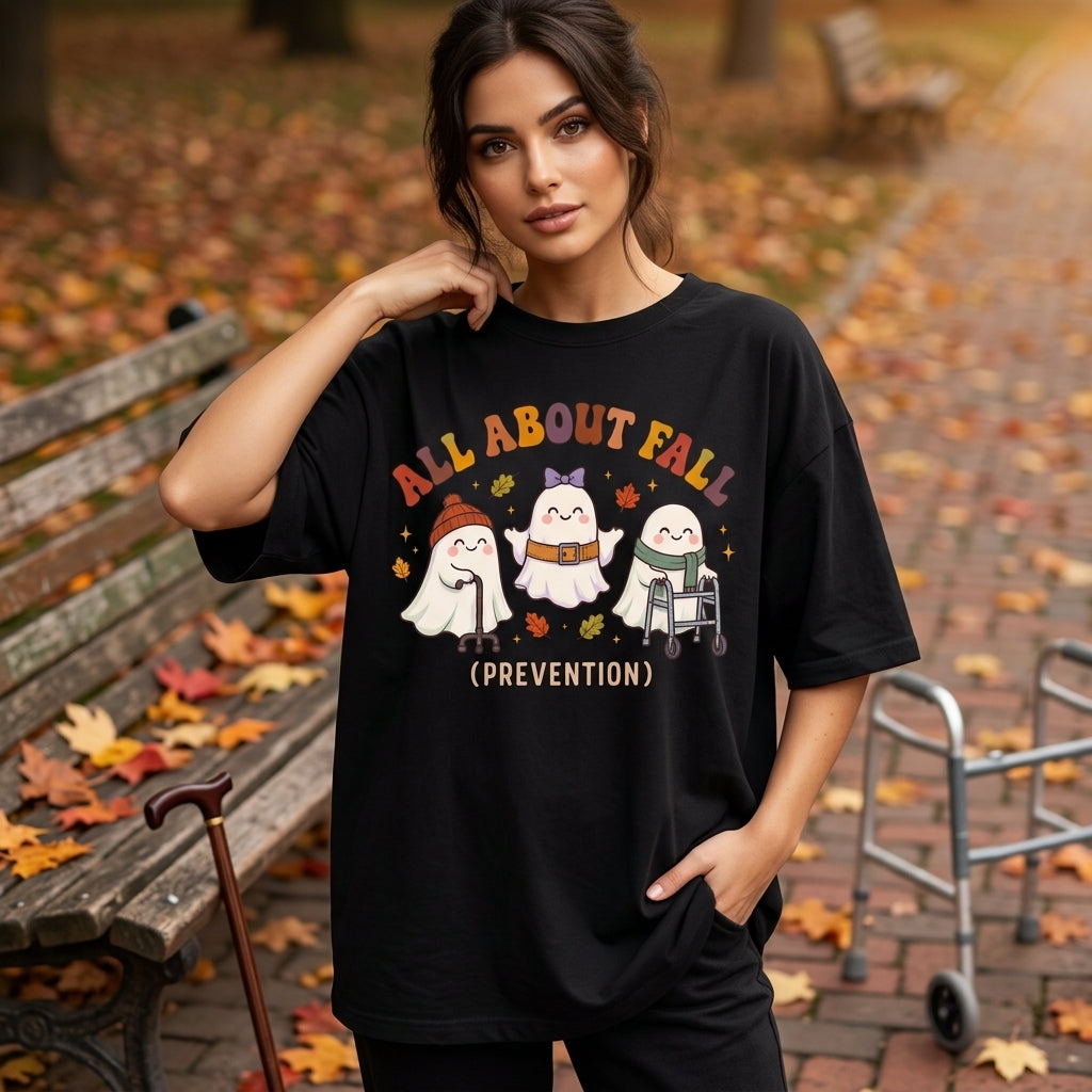 All About Fall Prevention Funny Physical Therapist Ghost T-Shirt Sweatshirt Hoodie - mockup 1