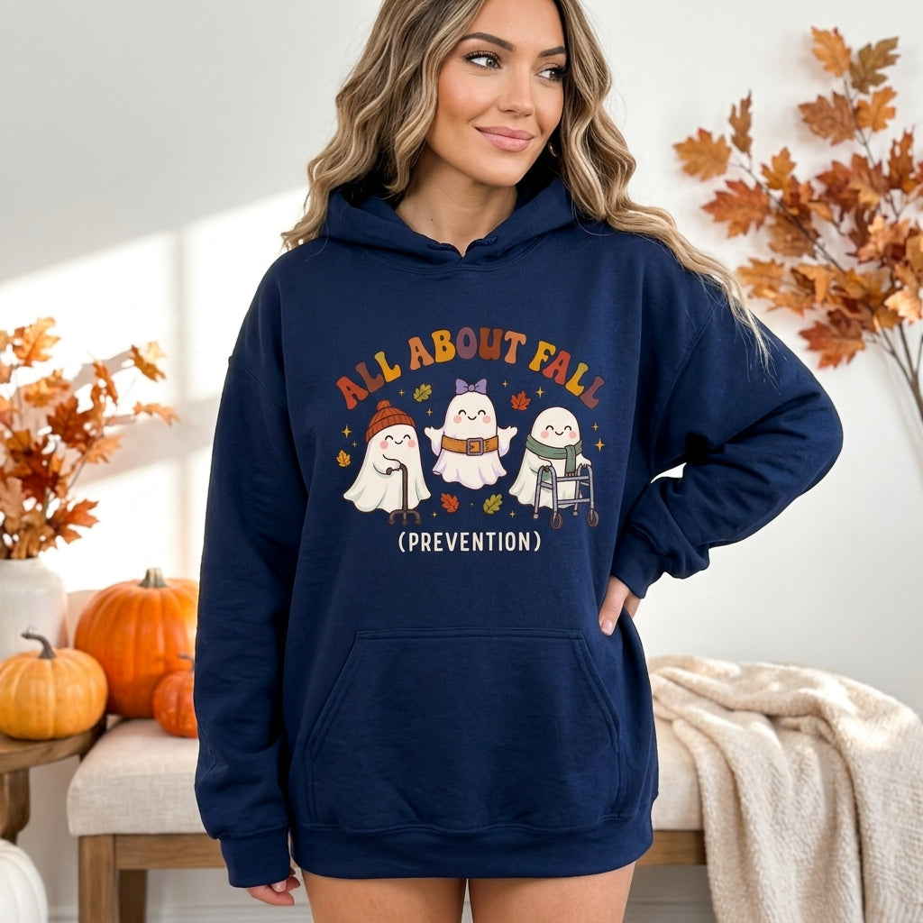 All About Fall Prevention Funny Physical Therapist Ghost T-Shirt Sweatshirt Hoodie - mockup 3