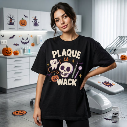 Plaque is Wack Funny Dental Halloween T-shirt Sweatshirt Hoodie for Hygienists - mockup 1