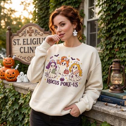 Hocus Poke-us Witch Nurse Halloween T-shirt Sweatshirt Hoodie for Medical Professionals - mockup 2