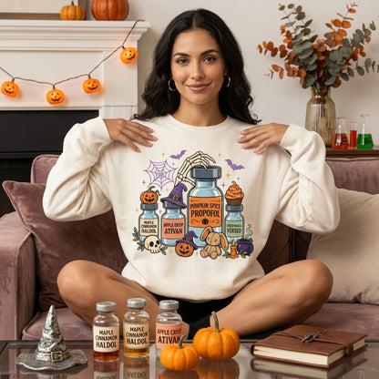Pumpkin Spice Propofol Anesthesia Halloween T-shirt Sweatshirt Hoodie for CRNA Nurses - mockup 2