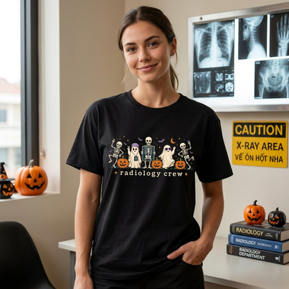 Radiology Crew Halloween Shirt - Spooky Rad Tech Ghost & Skeleton Medical Team Apparel - mockup 1