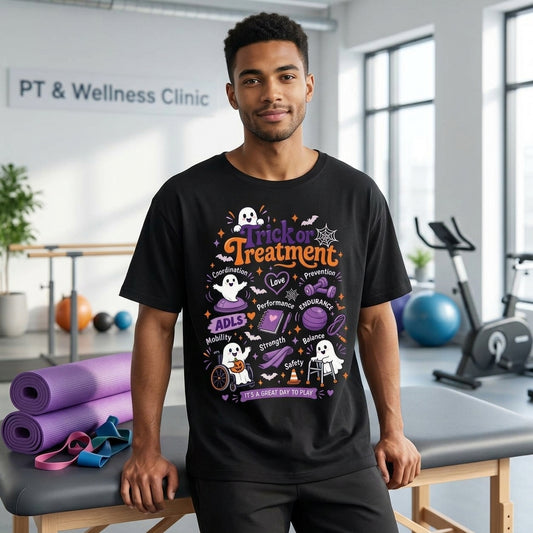 Trick or Treatment Occupational Therapy Halloween T-shirt Sweatshirt Hoodie for OTs - mockup 1