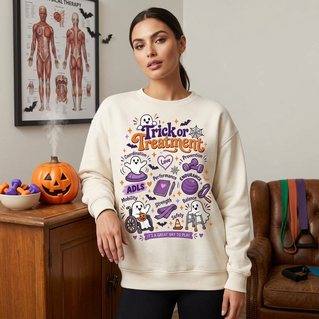 Trick or Treatment Occupational Therapy Halloween T-shirt Sweatshirt Hoodie for OTs - mockup 2