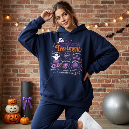 Trick or Treatment Occupational Therapy Halloween T-shirt Sweatshirt Hoodie for OTs - mockup 3