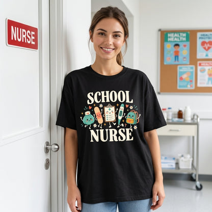 Cute School Nurse Medical Doodle T-Shirt Sweatshirt Hoodie - Back To School RN Gift - mockup 1
