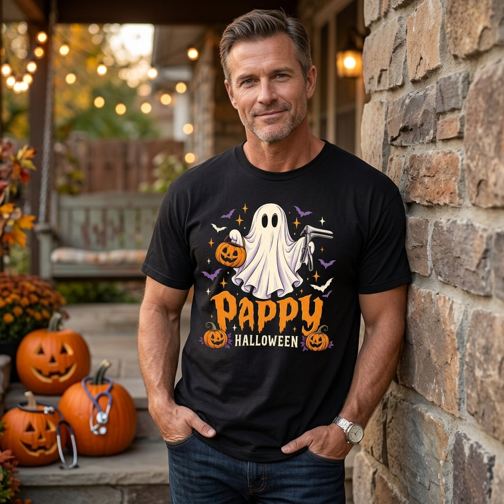 Pappy Halloween Ghost Gynecologist T-shirt Sweatshirt Hoodie - Funny OB Nurse Gift - mockup 1