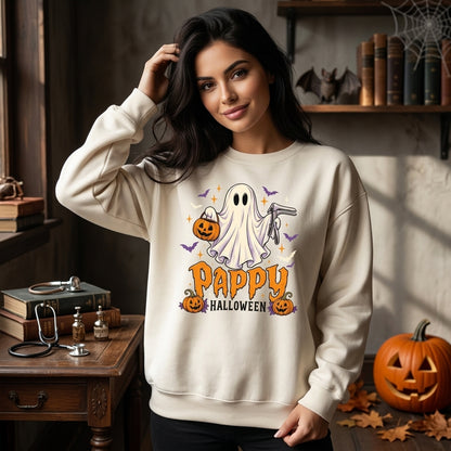 Pappy Halloween Ghost Gynecologist T-shirt Sweatshirt Hoodie - Funny OB Nurse Gift - mockup 2