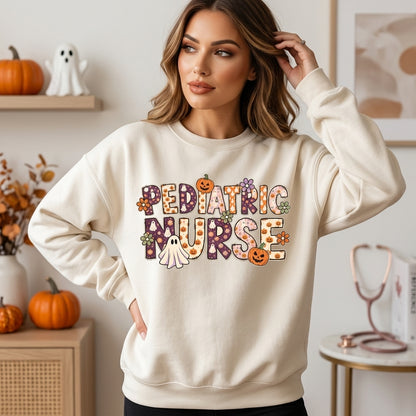 Spooky Pediatric Nurse Halloween T-Shirt Sweatshirt Hoodie - PEDS Nurse Fall Gift - mockup 2