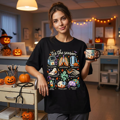 'Tis The Season Respiratory Therapist Halloween T-shirt Sweatshirt Hoodie – RT Gift - mockup 1