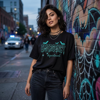 Spooky Halloween Emergency Department T-shirt Sweatshirt Hoodie for Nurses - mockup 1