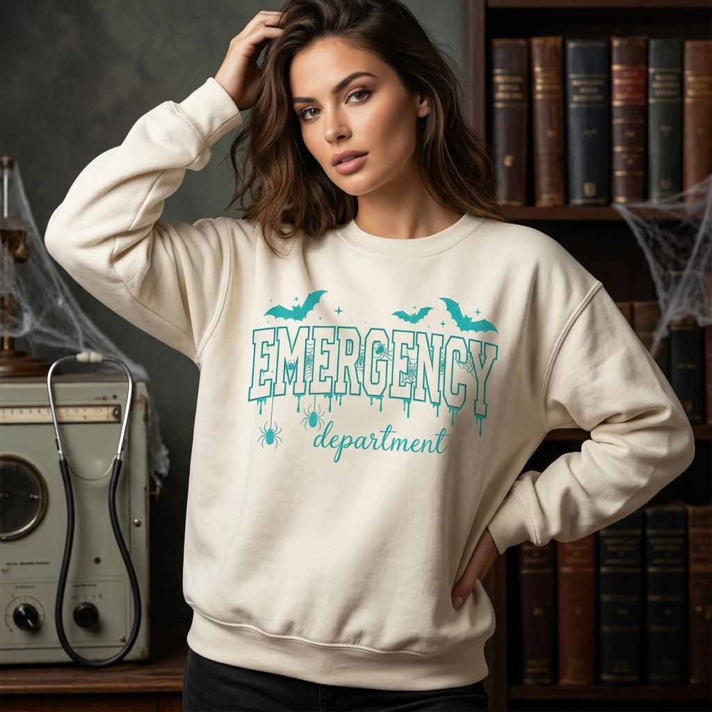 Spooky Halloween Emergency Department T-shirt Sweatshirt Hoodie for Nurses - mockup 2