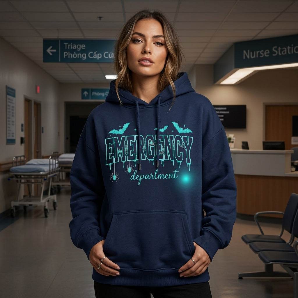 Spooky Halloween Emergency Department T-shirt Sweatshirt Hoodie for Nurses - mockup 3