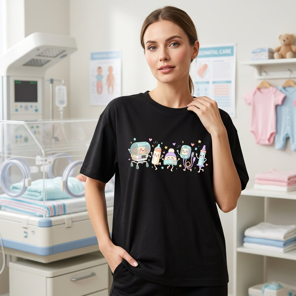 Cute Cartoon NICU Medical Team T-shirt Sweatshirt Hoodie – Neonatal Nurse Gift - mockup 1