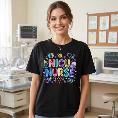 NICU Nurse Shirt Colorful Neonatal Intensive Care Unit T-shirt Sweatshirt Hoodie - mockup 1