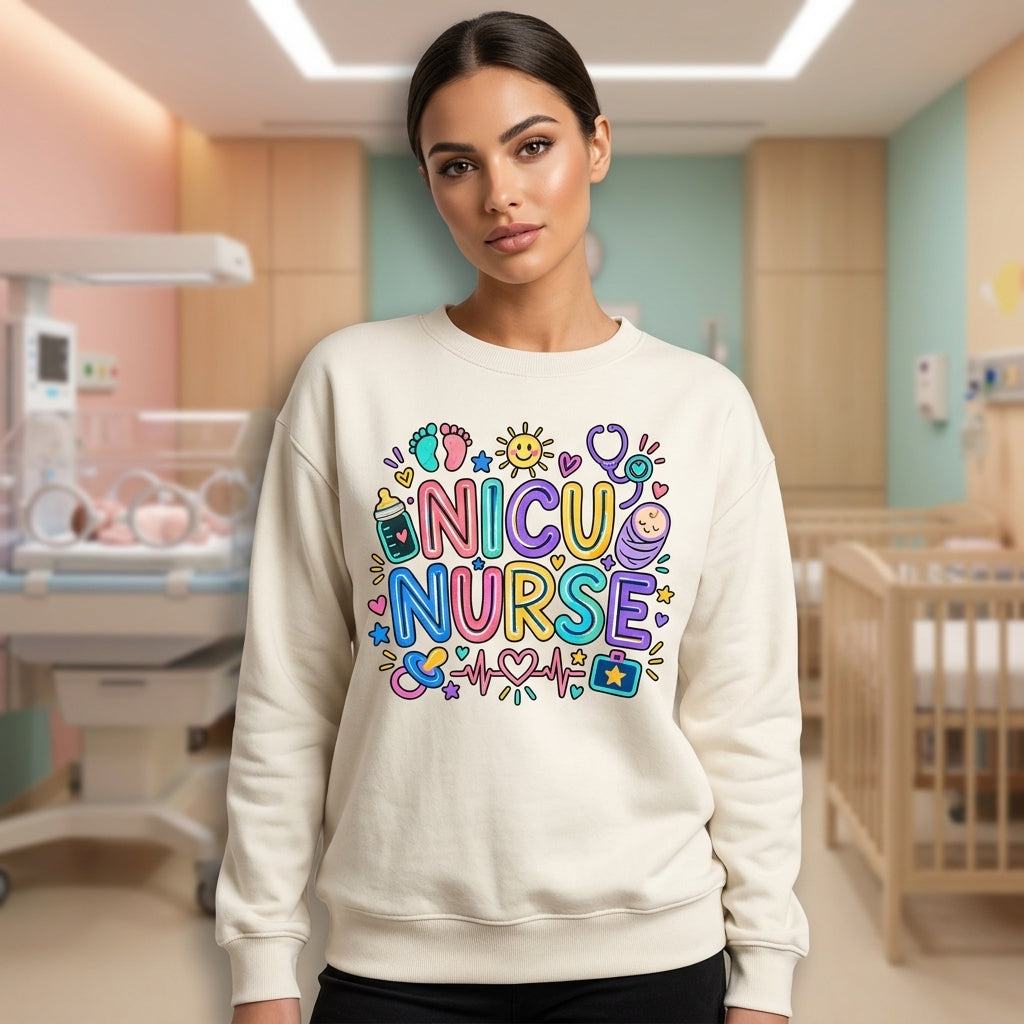 NICU Nurse Shirt Colorful Neonatal Intensive Care Unit T-shirt Sweatshirt Hoodie - mockup 2