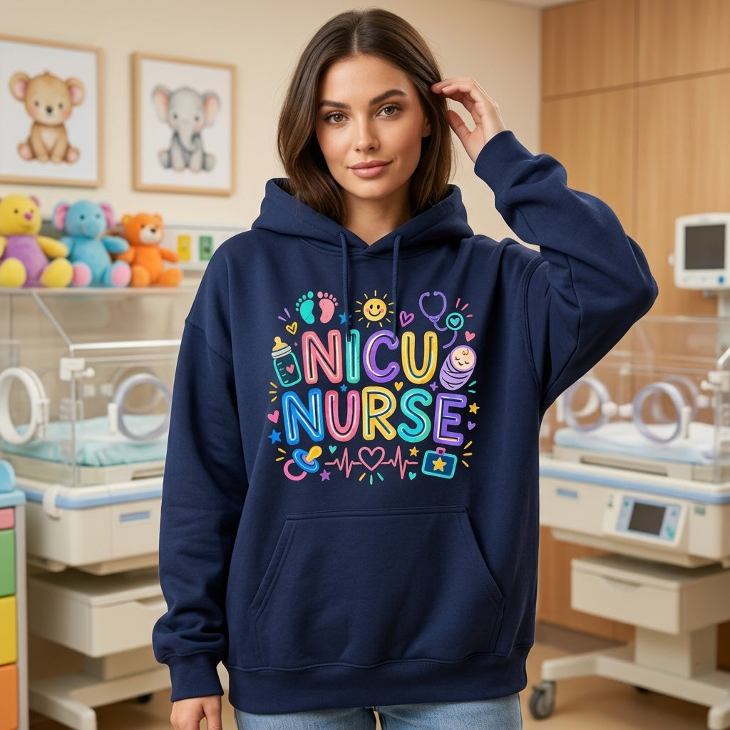 NICU Nurse Shirt Colorful Neonatal Intensive Care Unit T-shirt Sweatshirt Hoodie - mockup 3