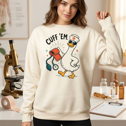 Cuff Em Funny Goose Nurse T-shirt Sweatshirt Hoodie - Funny ER RN Gift - mockup 2
