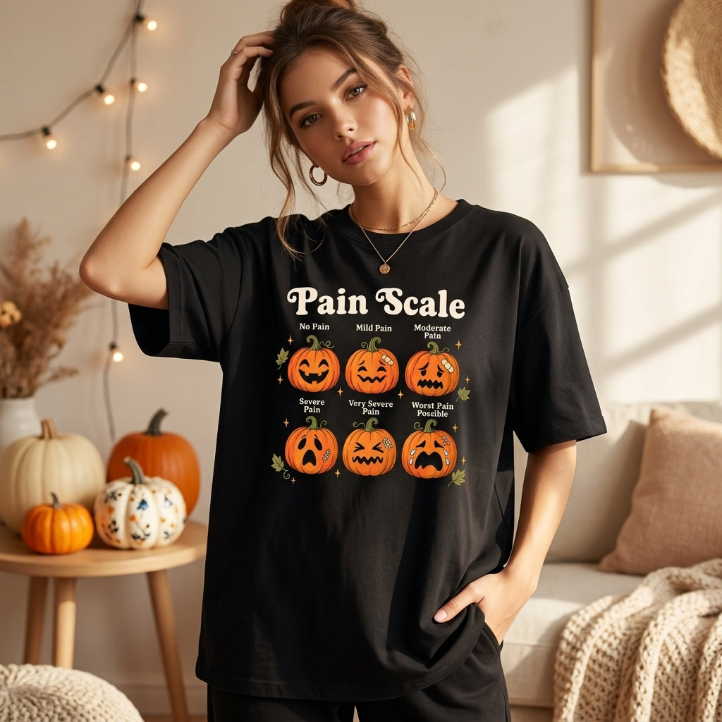 Halloween Nurse Pumpkin Pain Scale T-shirt Sweatshirt Hoodie - Funny Fall Medical Tee - mockup 1