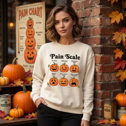 Halloween Nurse Pumpkin Pain Scale T-shirt Sweatshirt Hoodie - Funny Fall Medical Tee - mockup 2
