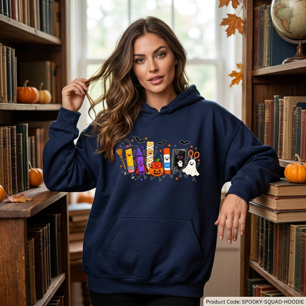 Spooky School Supplies Halloween Teacher T-shirt Sweatshirt Hoodie – Cute Classroom Gift - mockup 3