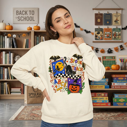Spook & Teach Retro Halloween T-shirt Sweatshirt Hoodie - Trick or Teach Teacher Gift - mockup 2