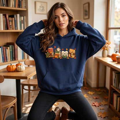 Cozy Book Lover T-shirt Sweatshirt Hoodie – Cute Autumn Reading & Coffee Design - mockup 3