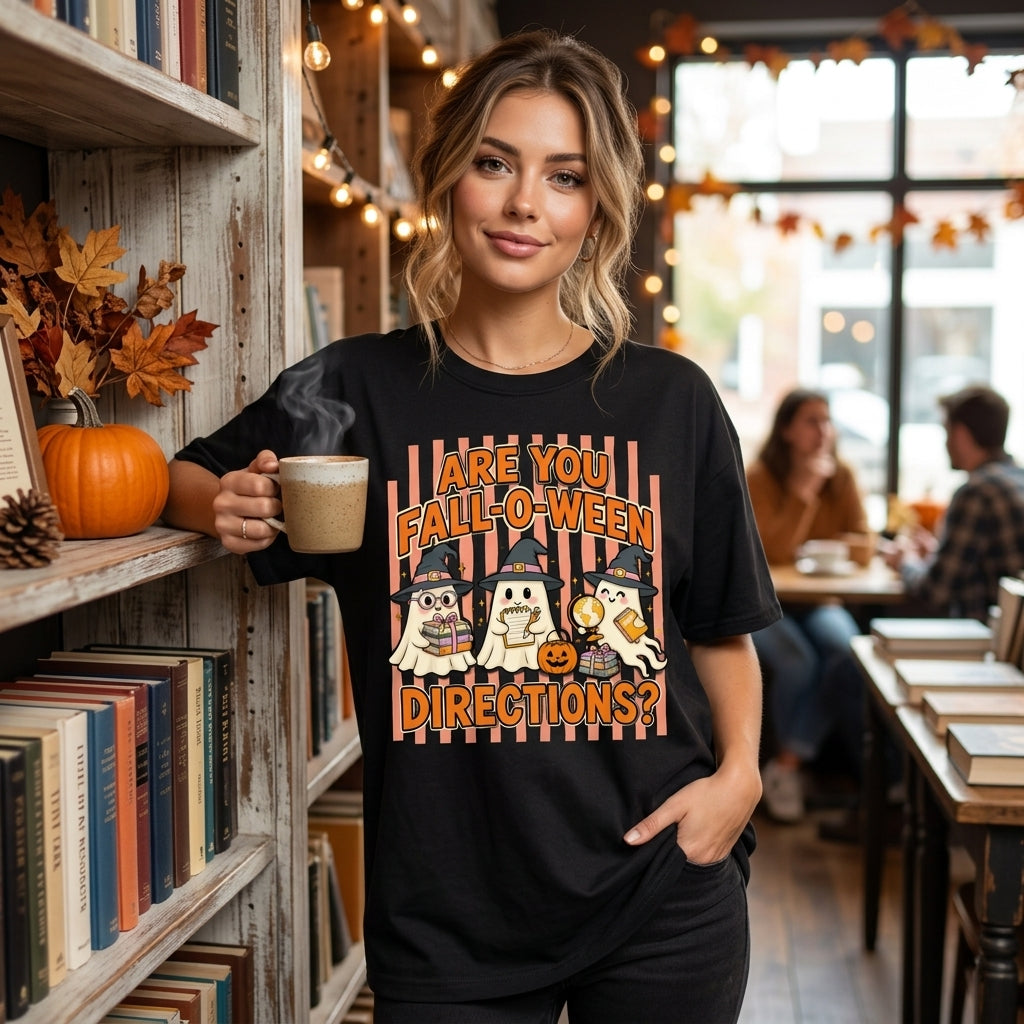 Are You Fall-O-ween Directions? Ghost Teacher Halloween T-shirt Sweatshirt Hoodie - mockup 1