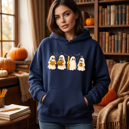 Spooky Ghost Teacher Halloween T-shirt Sweatshirt Hoodie – Cute Fall Autumn Teacher Gift - mockup 3