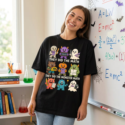 They Did The Monster Math T-shirt Sweatshirt Hoodie – Funny Math Teacher Halloween Gift - mockup 1
