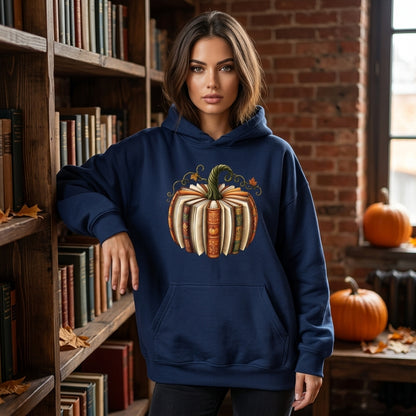 Fall Book Pumpkin Halloween Shirt - Artistic Bookish T-shirt Sweatshirt Hoodie for Book Lovers - mockup 3
