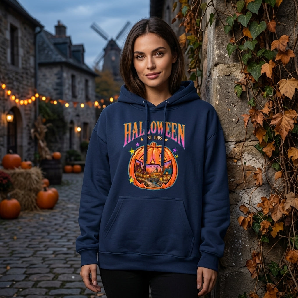 Halloween Town Pumpkin Shirt - Retro Spooky Season T-shirt Sweatshirt Hoodie - mockup 3