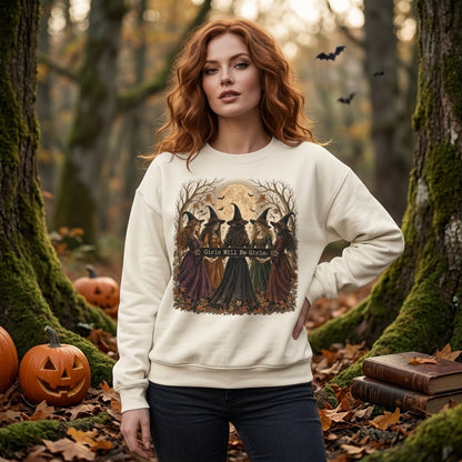 Vintage Girls Will Be Girls Witch T-shirt Sweatshirt Hoodie – Fall Halloween Gift - mockup 2