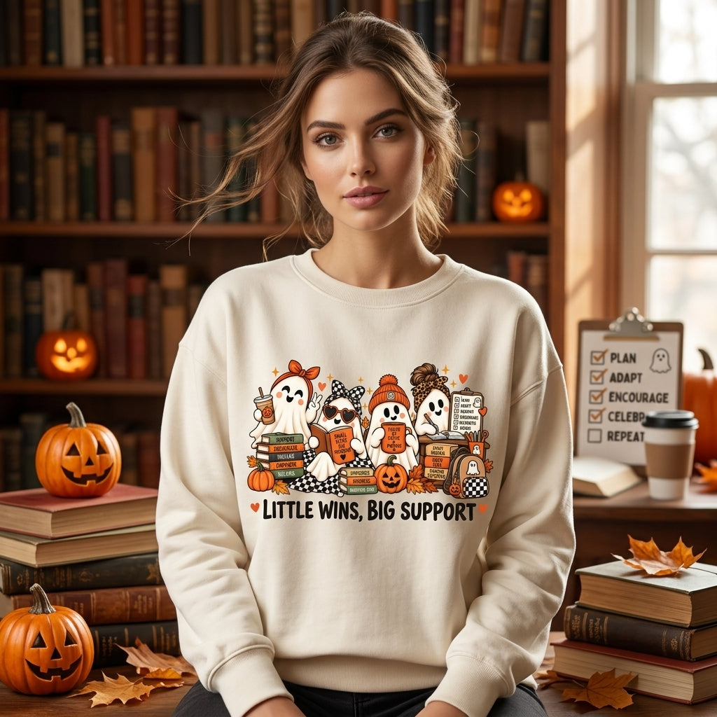 Little Wins Big Support Paraprofessional Halloween T-shirt Sweatshirt Hoodie – SpEd Teacher Aide Gift - mockup 2