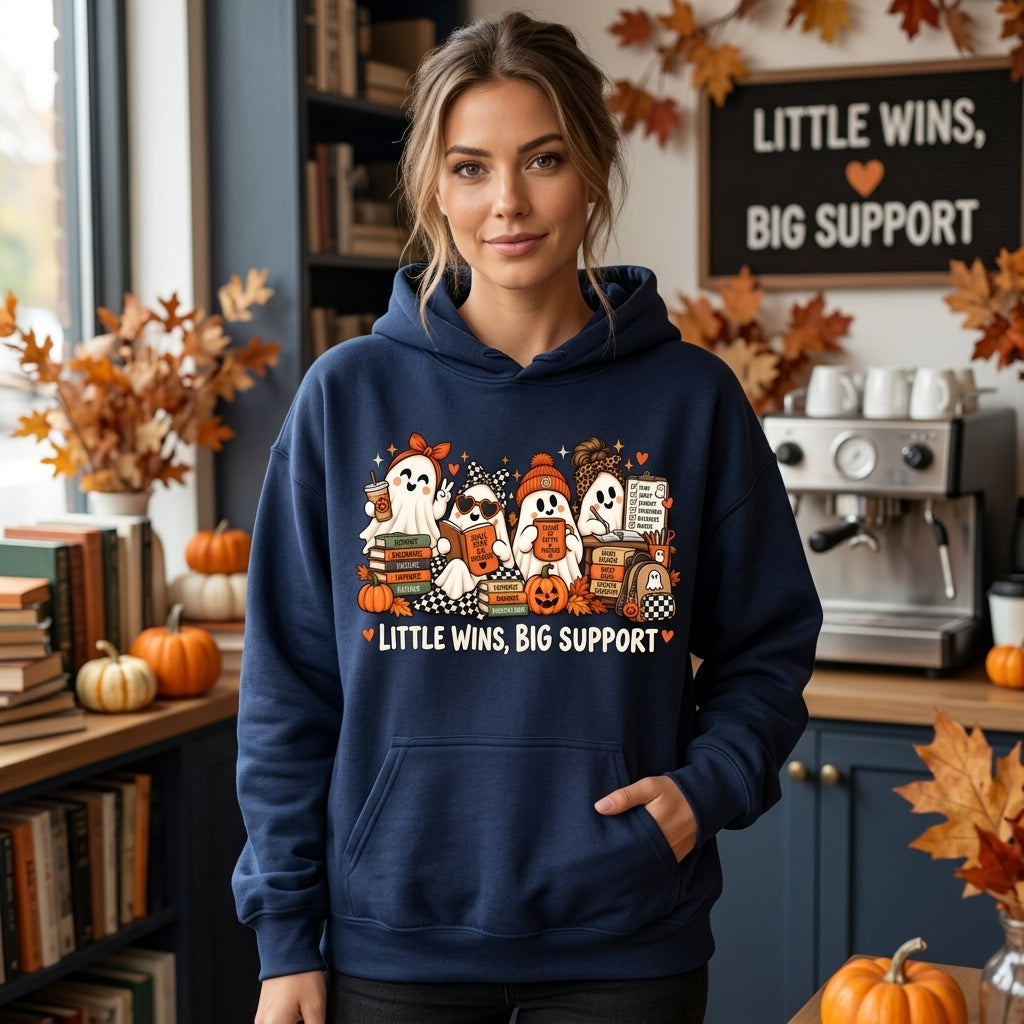 Little Wins Big Support Paraprofessional Halloween T-shirt Sweatshirt Hoodie – SpEd Teacher Aide Gift - mockup 3