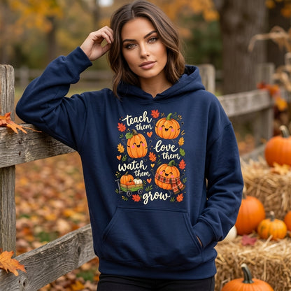 Teaching Pumpkins Teach Them Love Them T-shirt Sweatshirt Hoodie - Fall Teacher Gift - mockup 3