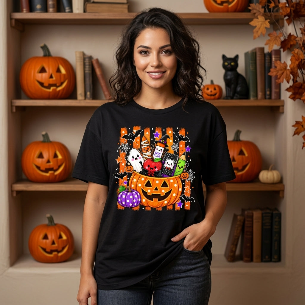Cute Spooky Teacher Halloween School Supplies T-shirt Sweatshirt Hoodie - Fall Classroom Gift - mockup 1
