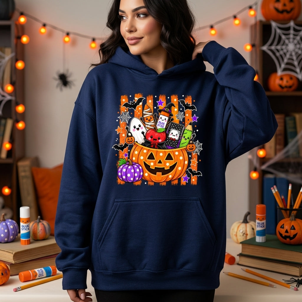Cute Spooky Teacher Halloween School Supplies T-shirt Sweatshirt Hoodie - Fall Classroom Gift - mockup 3